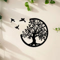 Axyaa Boho Tree Of Life Wooden Wall Hanging with 3 Birds, Round Ornaments