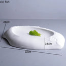 Axyaa Irregular Shape Ceramic Plate for Pasta, Steak, Sushi, Desserts, and Snacks