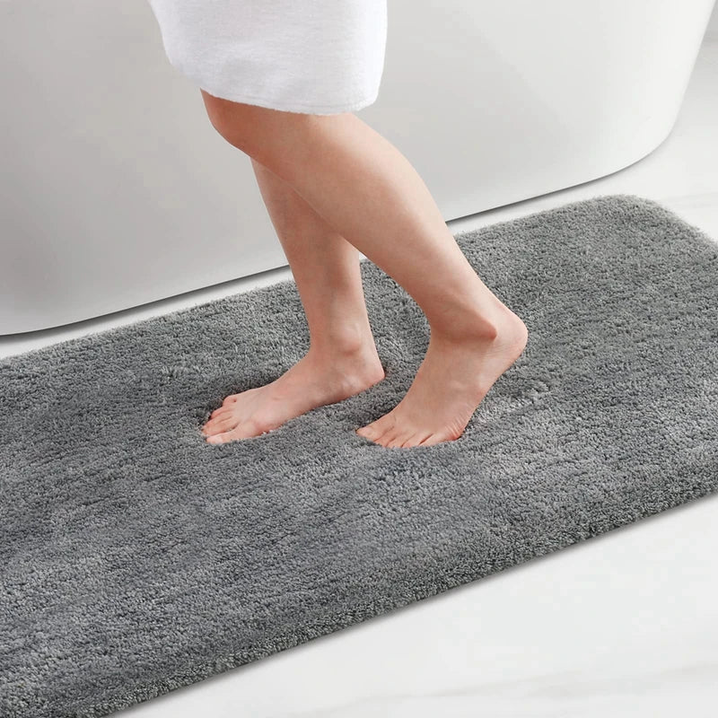 Axyaa Shaggy Soft Bath Rug Mat - Absorbent, Non Slip, Machine Washable