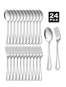 Axyaa Stainless Steel Fork and Spoon Set - Ideal for Home, Restaurant, Wedding, Party
