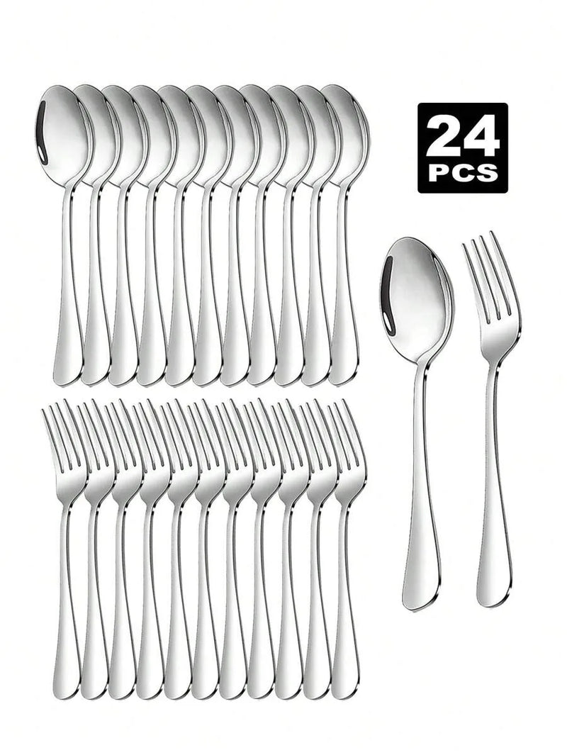 Axyaa Stainless Steel Fork and Spoon Set - Ideal for Home, Restaurant, Wedding, Party