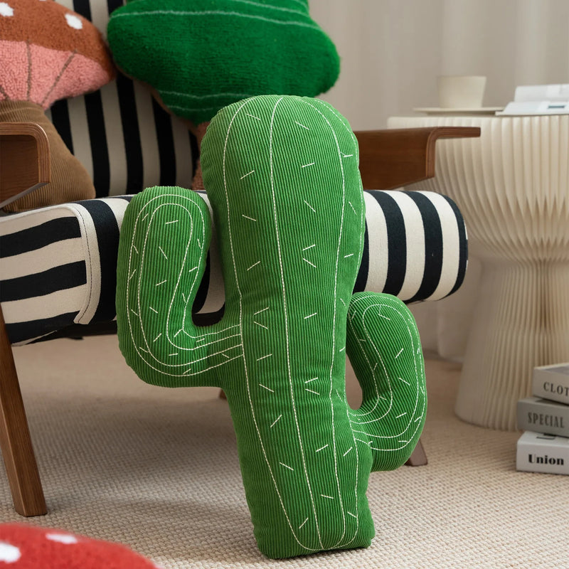 Tufted Mushroom Cactus Strawberry Shape Decorative Pillow by Axyaa