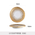Axyaa White Gold Ceramic Stone Pattern Sushi Plate Molecular Cooking Tableware