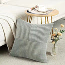 Axyaa Corduroy Striped Throw Pillow Covers 45x45 - Grey Lumbar Sofa Cushion Cases