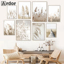 Nordic Reed Grass Landscape Canvas Wall Art Print for Living Room Decor by Axyaa