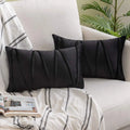 Axyaa Velvet Lumbar Throw Pillow Covers 12x20 Inch - Farmhouse Cushion Cover Cojines