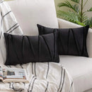 Axyaa Velvet Lumbar Throw Pillow Covers 12x20 Inch - Farmhouse Cushion Cover Cojines