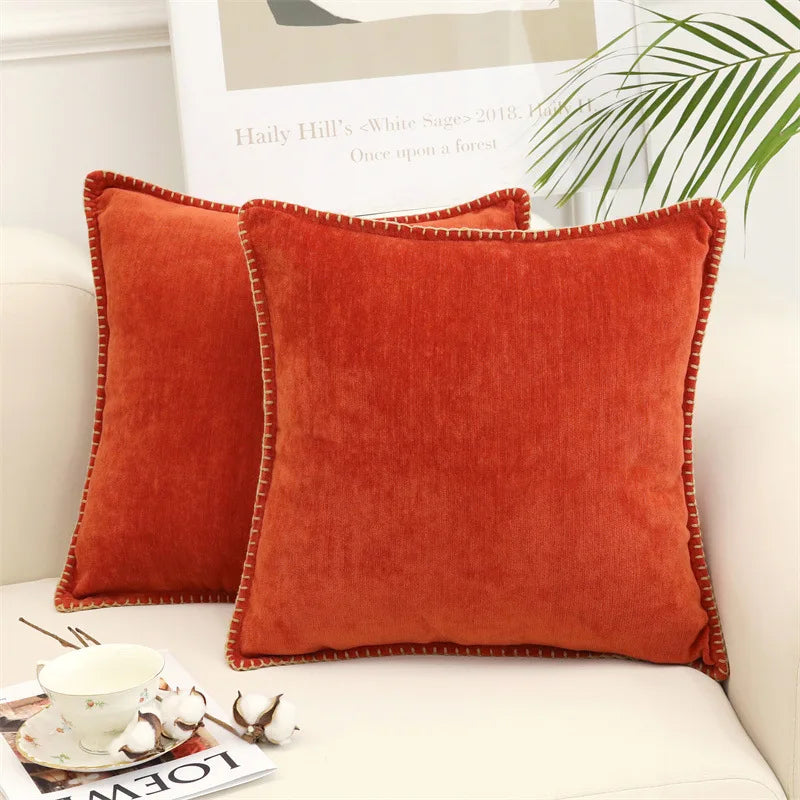 Luxurious Chenille Green Cushion Cover for Sofa Home Decor by Axyaa
