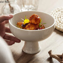 Axya Round Ceramic High Feet Dinner Bowl Set