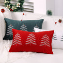 Axyaa Christmas Tree Embroidery Pillow Cover 30x50cm Red Green Home Sofa Decor
