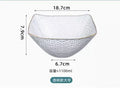 Axyaa 1100ml Glass Fruit Bowl with Gold Border, Square Hat Plate for Desserts