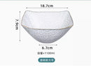 Axyaa 1100ml Glass Fruit Bowl with Gold Border, Square Hat Plate for Desserts