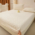 Axyaa Fleece Velvet Fitted Sheet, Thick Mattress Protector, Warm Bed Cover