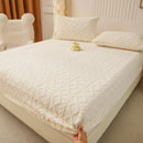 Axyaa Fleece Velvet Fitted Sheet, Thick Mattress Protector, Warm Bed Cover