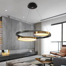 Axyaa Minimalist Glass Multi Ring Chandelier - Dimmable Living Room Lighting