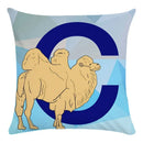 Axyaa Blue Letter Animal Print Pillowcase - Super Soft Peach Skin - Fashion Cushion Cover