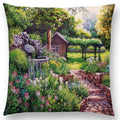 Axyaa Rustic Landscape Castle Lighthouse Oil Painting Cushion Cover