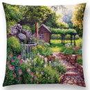 Axyaa Rustic Landscape Castle Lighthouse Oil Painting Cushion Cover
