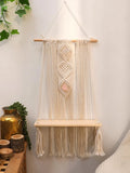 Axyaa Macrame Floating Wall Shelf for Modern Home Decor