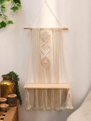 Axyaa Macrame Floating Wall Shelf for Modern Home Decor