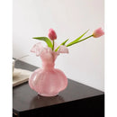 Axyaa Vintage French Luxury Glass Vase in Fenton Style for Living Room Flowers