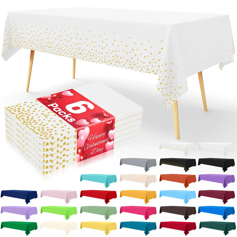 Axyaa Waterproof Vinyl Tablecloth 6 Pack 54x108In Disposable Plastic Table Covers