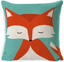 Axyaa Linen Fox Sofa Cushion Cover 50x50 Square Home Décor Pillowcase