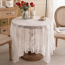 White Lace Tablecloth by Axyaa - Elegant Floral Embroidered Cover for Dinning & Wedding Tables