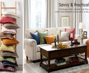 Axyaa Farmhouse Burlap Linen Trimmed Pillowcase Perfect for Modern Fall Decor