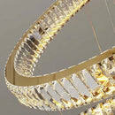 Axyaa Modern Gold Crystal Chandelier LED Rings for Lobby and Staircase Lighting