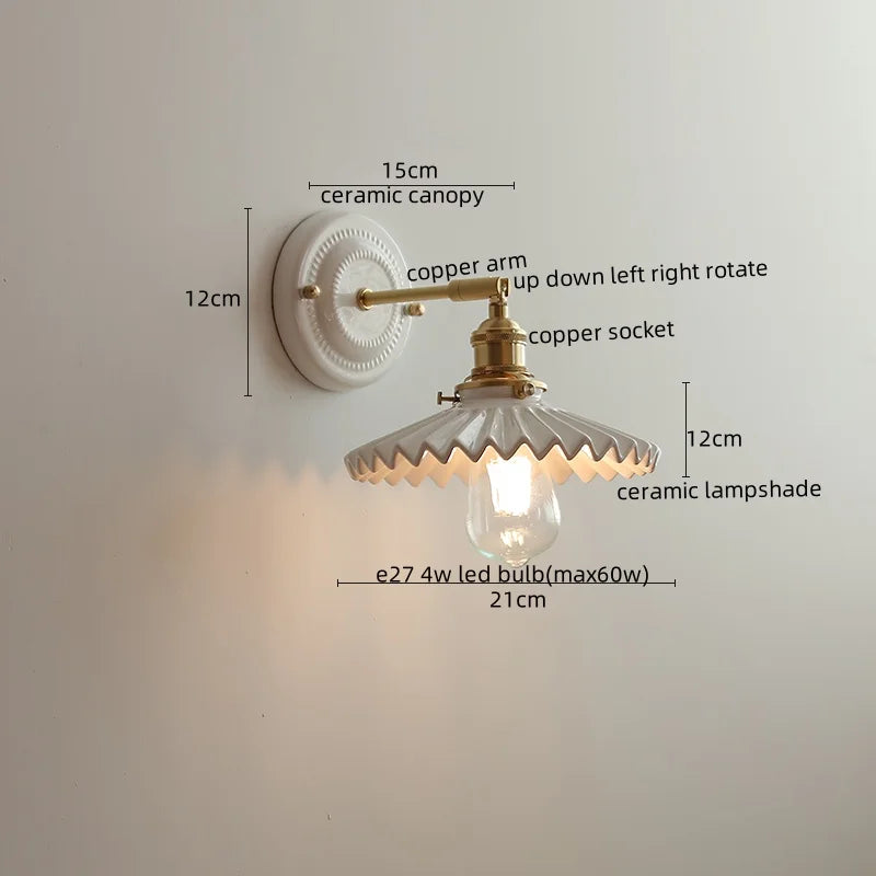 Axyaa Nordic Ceramic LED Wall Lights for Bedroom Living Room Decoration