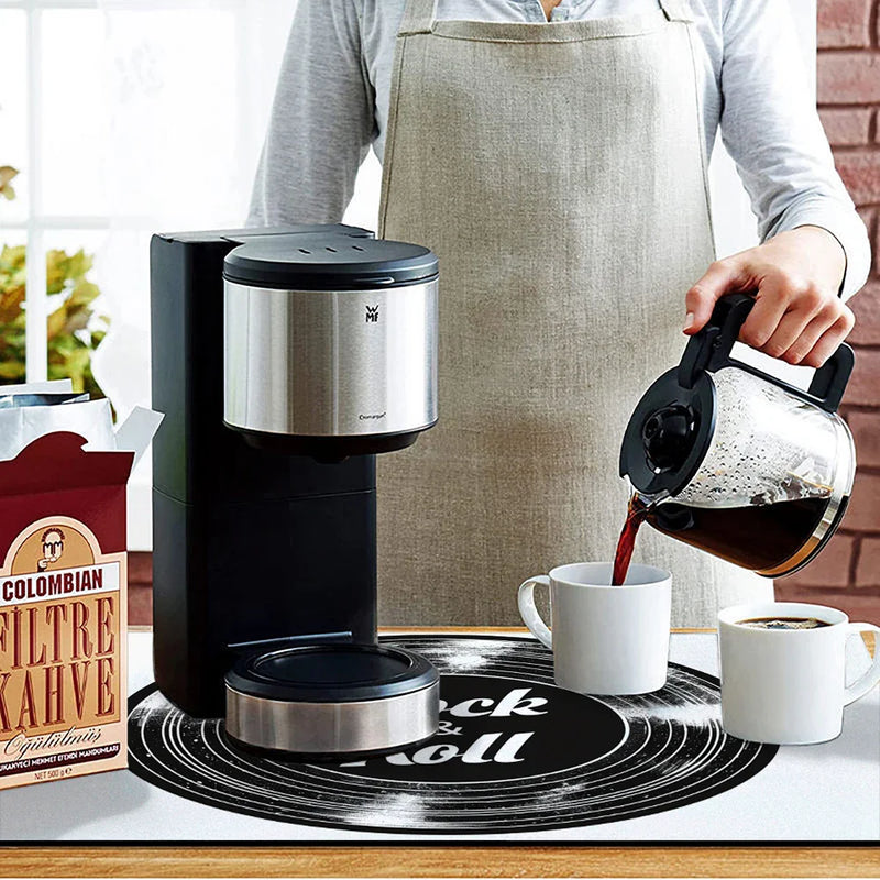 Axyaa Black Drying Mat: Non-Slip Absorbent Kitchen Counter Mat for Tableware