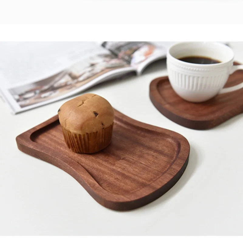 Axyaa Wooden Fruit Dessert Plate Tray Tableware Oval Round Square Toast Shape