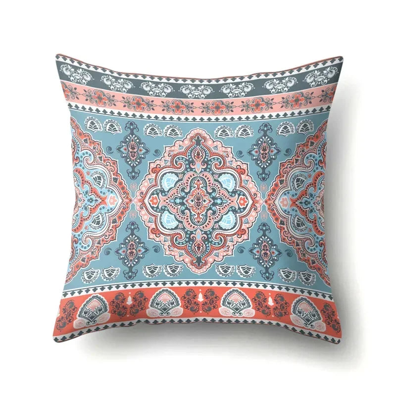 Abstract Geometric Bohemian Pillowcase in Colorful Exotic Style by Axyaa