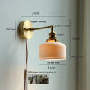 Axyaa Nordic Ceramic Copper LED Wall Lamp with Pull Chain Switch & Adjustable Up/Down Light
