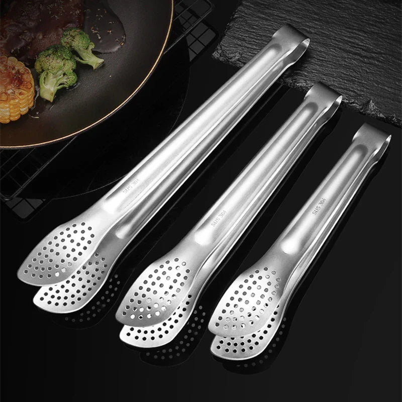 Axyaa Stainless Steel Non-Slip Food Tongs, BBQ Cooking Clip Kitchen Accessories