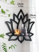 Lotus Crystal Wall Shelf for Candles, Stones, Plants - Axyaa Wall Decor