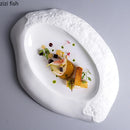 Axyaa Irregular Shape Ceramic Plate for Pasta, Steak, Sushi, Desserts, and Snacks