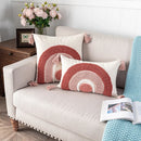 Axyaa Rainbow Tufted Cushion Cover with Tassels - Boho Cotton Canvas Pillow Case