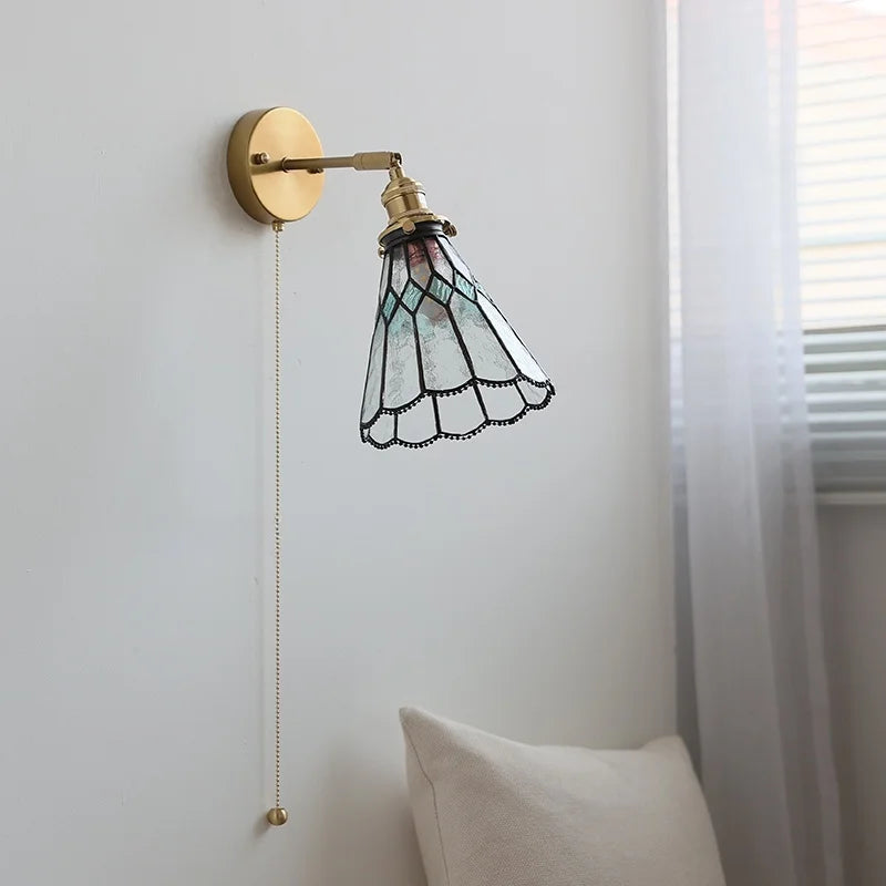 Axyaa Clear Glass Copper Arm LED Wall Sconce Wandlamp