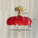 Axyaa Green Glass LED Ceiling Light Modern Home Decor Iron Copper Lampara Techo