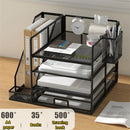 Metal Mesh Desk Organizer 4-Tier with Sliding Drawer, Letter Tray & Pen Holder by Axyaa