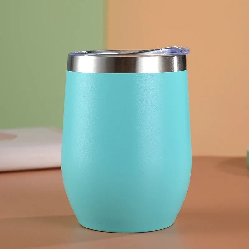 Axyaa Stainless Steel Thermos Bottle, 12oz Eggshell Cup for Travel, Office, School