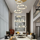 Axyaa Large Crystal Ceiling Pendant Light Fixture Luxury Villa Stairwell Decor Gold