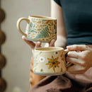 Axyaa Flower Season Handmade Vintage Ceramic Coffee Cup Girl's Gift, 360ml