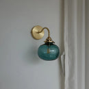 Axyaa Modern Glass Ball Wall Sconce with Pull Chain, Copper Finish