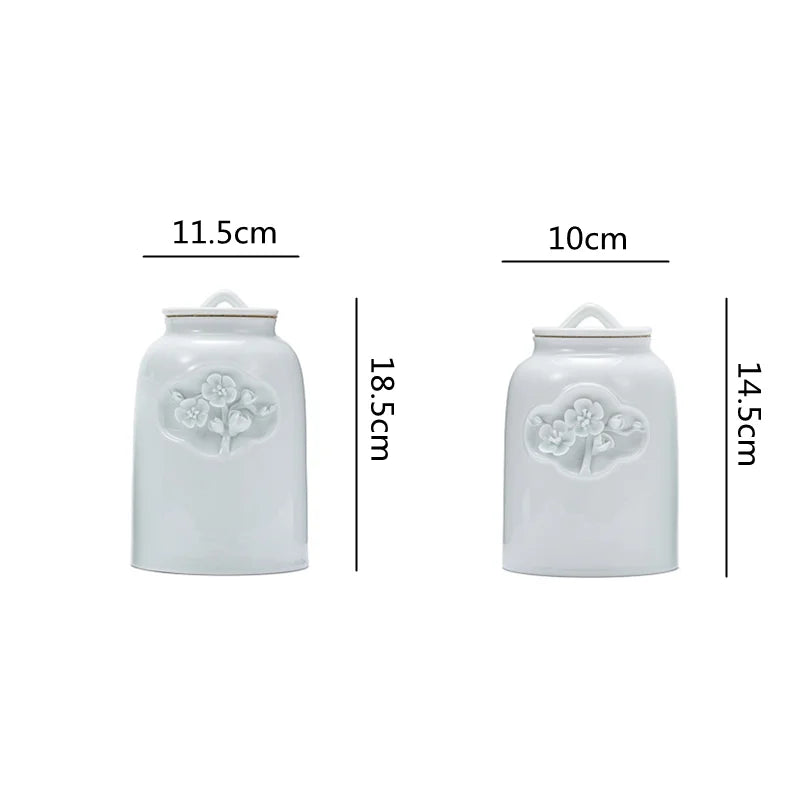 Axya Embossed Flower Tea Pot & Sealed Storage Jars - Kitchen Container & Coffee Can