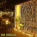Axyaa LED Curtain String Lights - 8 Mode Fairy Decoration for Home, Garden, Christmas, Party