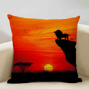 Axyaa Sunset Africa Wildlife Linen Cushion Cover elefunt Giraffe Scenic Home Decor