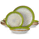Axyaa Chrys Grey Stoneware Dinnerware Set for 6/12 Person